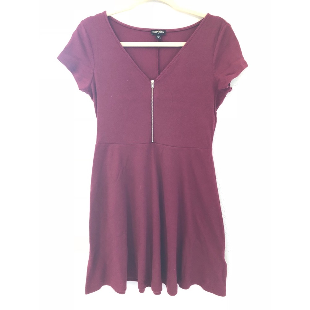 {express} v-neck zipper skater dress